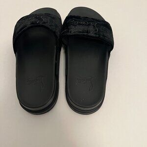 Christian Louboutin Donna Pool Shearling Slides Black Women's IT 37.5 – NEW (No